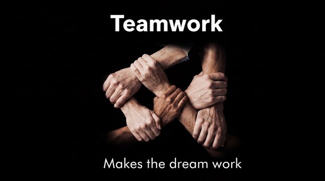 Diverse hands holding each other in a circle against a black background representing unity with circular formation