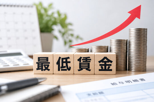 最低賃金の上昇と給与アップのイメージ