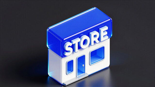 3D Isometric Storefront Icon for E-commerce and Retail Web Design