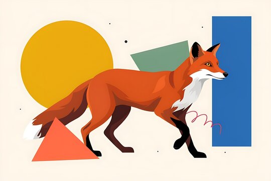 Abstract geometric fox vector illustration modern wild animal graphic design
