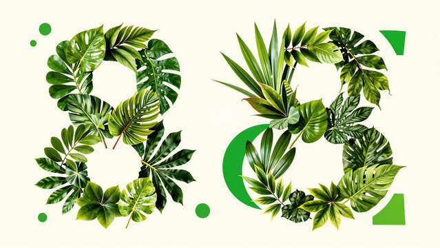 Vibrant Green Foliage Artfully Forms the Number 88