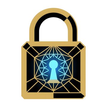 Cybersecurity Data Encryption Padlock Isolated on Background