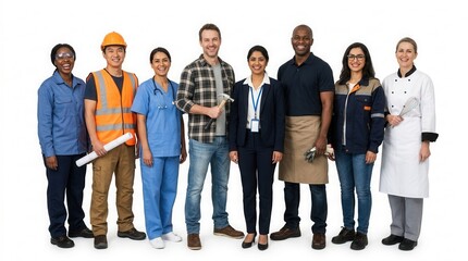 Obraz premium Diverse Team Of Professionals With Different Occupations Standing Together