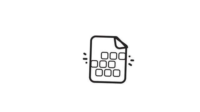 Monochrome computer document grid icon. Suitable for digital designs, websites, presentations, infographics, and business projects needing a simple file symbol.
