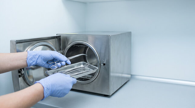 Sterilization and Infection Control Woman Sterilizing Instruments
