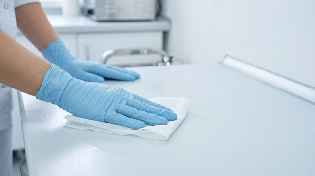 Sterilization and Infection Control Man Sanitizing Operating Room
