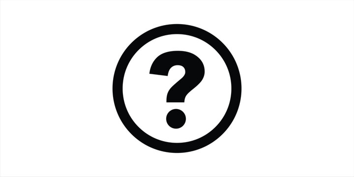 Black question mark inside a circle vector icon symbol for help, support, and FAQ design concepts