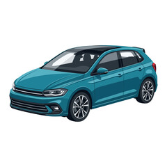 Naklejka premium Modern Teal Hatchback Car Isolated on Transparent Background