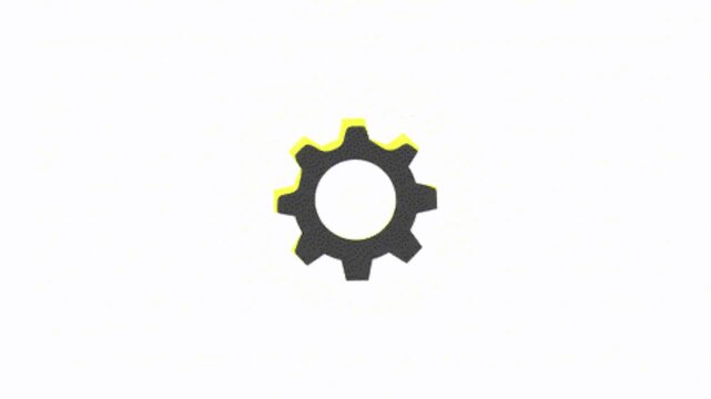 Gear icon represents mechanical optimization and industrial efficiency in a clean digital interface design.