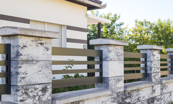 Modern fence with aluminum or metal shutter
