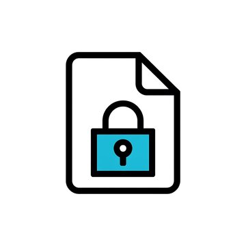 Blue locked document file icon for digital security