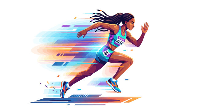 Woman Athlete Running Fast with Motion Blur - Sprinting, Speed, Competition, Fitness