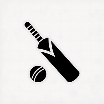 Black cricket bat and ball icon vector illustration