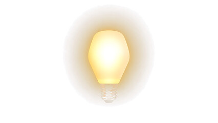 Glowing light bulb with warm yellow light. 3D render of modern lightbulb isolated on transparent background. Concept of idea, innovation and creativity © Katya