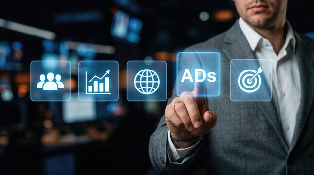 Professional selecting mobile application icons on digital interface