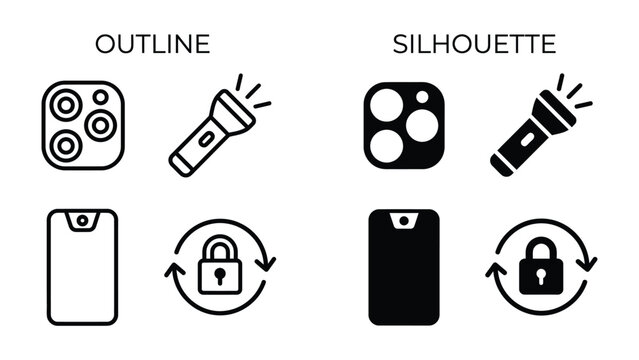 Outline and Silhouette Icons of Technology Features