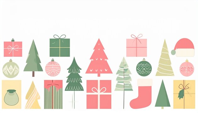 Pastel Christmas icon grid