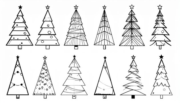 Minimalist Christmas tree outlines