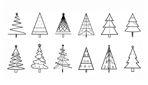 Minimalist Christmas tree outlines