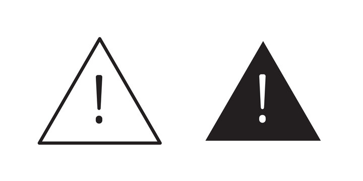 Warning triangle icon flat outline in black
