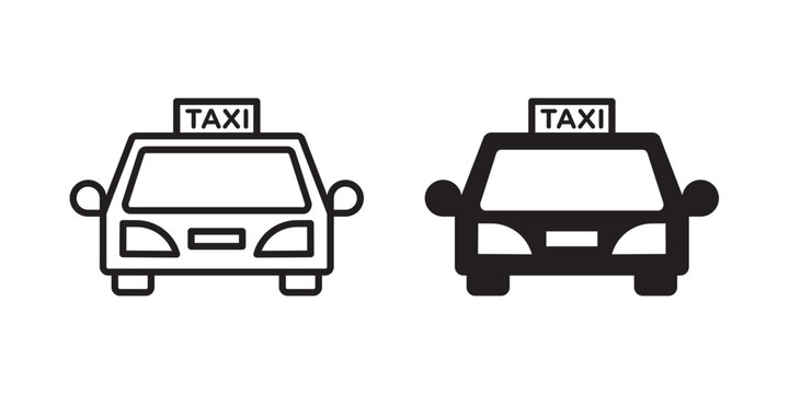 Taxi icon flat outline in black