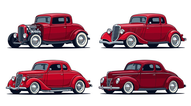 Classic Hot Rods, Vintage Cars, Custom Vehicles, Automotive Art, Red Coupes