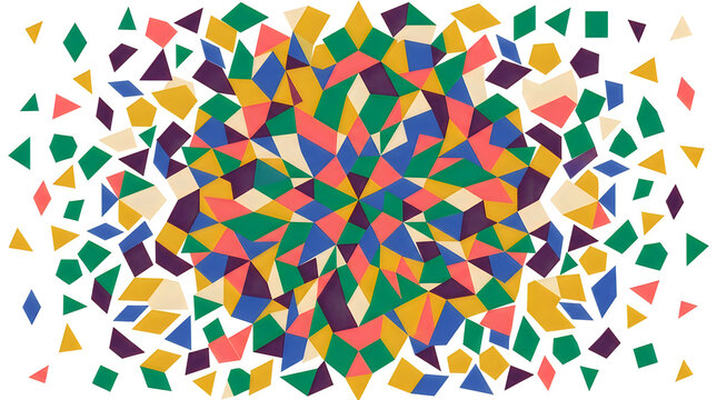Colorful geometric mosaic pattern with abstract shapes and vibrant colors