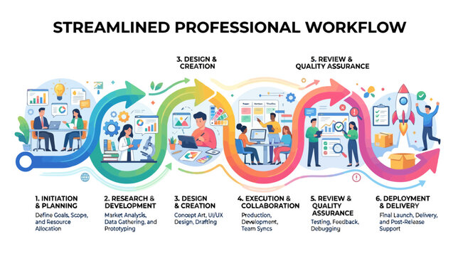 Streamlined Professional Workflow Stages: Planning to Deployment