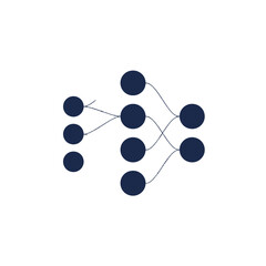 Obraz premium Neural network diagram a vector illustration with dark blue circles and connecting teal lines on white connections nodes
