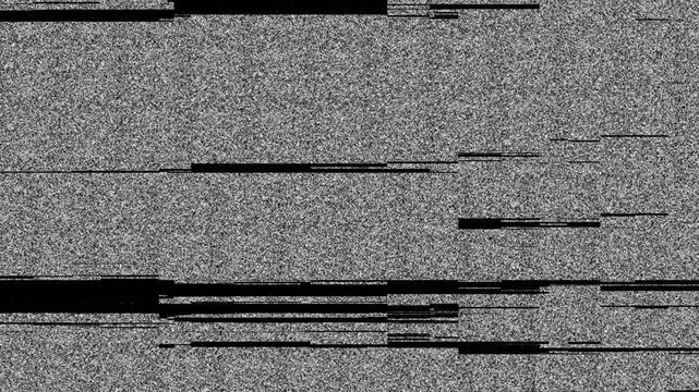 VHS Static Line Glitch Transition with Monochrome Analog Noise Texture and Horizontal Signal Interference for Vintage Video Editing