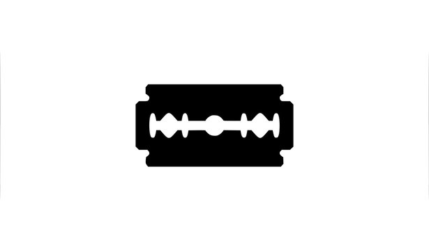 Classic Double Edge Razor Blade Silhouette Black Vector Icon