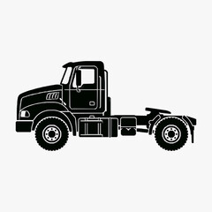Fototapeta premium Creative Black and White Line Drawing of a Heavy Duty Truck with Dual Rear Axles and Flatbed with high quality professional line art symbols for modern creative design and digital branding projects