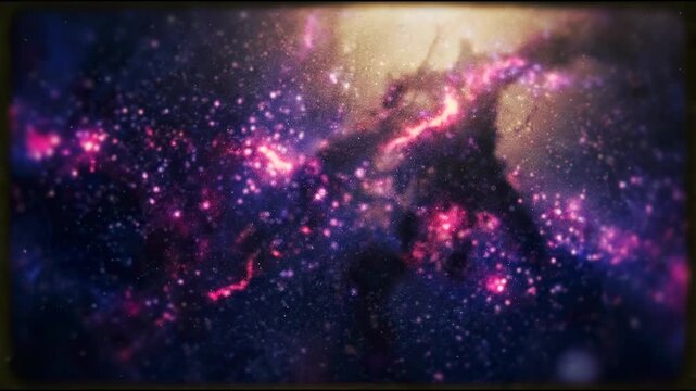 Dark purple and neon pink astral void with glowing celestial star clusters