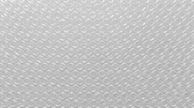 Close up of white plastic bubble wrap texture, protective packaging material background, abstract pattern of air cushions for shipping and safety wrapping supplies