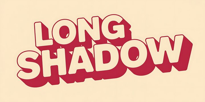 Long shadow typography text design in retro style