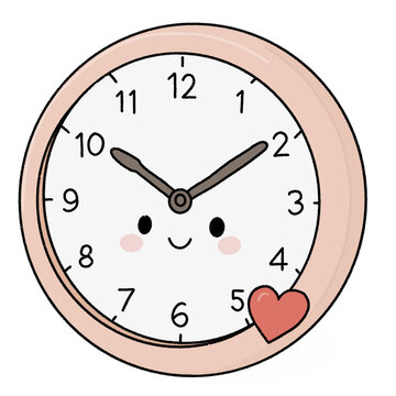 Cute Wall Clock Illustration Isolated on Transparent Background