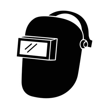 icon silhouette welding helmet vector illustration