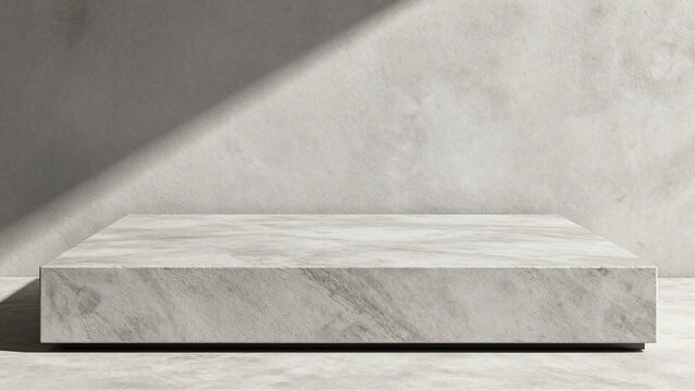 Minimalist marble pedestal with soft light and shadow