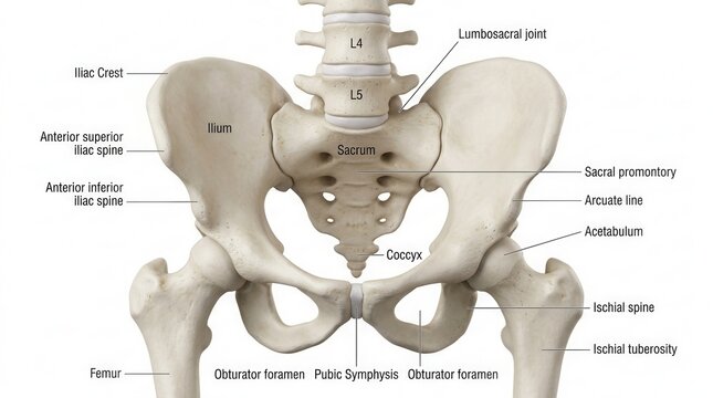 Detailed Human Pelvis Anatomy With Labels For Medical Education And Research