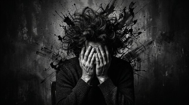 Desperate Woman Hiding Face in Hands, Expressing Anxiety and Distress
