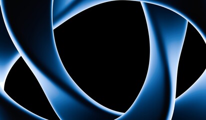 A striking abstract image features smooth, flowing lines of electric blue light © omkuhh