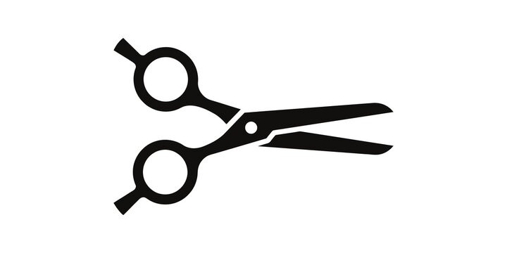 Professional hair scissors black vector icon for salon styling tool.