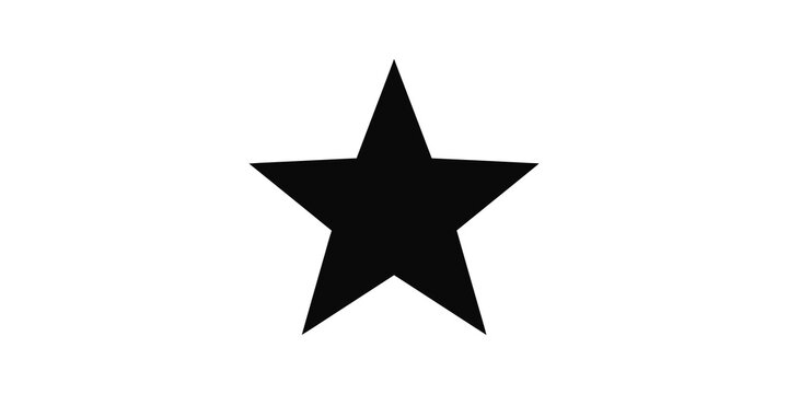 Classic black five pointed star flat icon for ratings and reviews design.