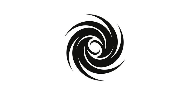 Black spiral swirl logo icon design representing energy dynamic vortex.
