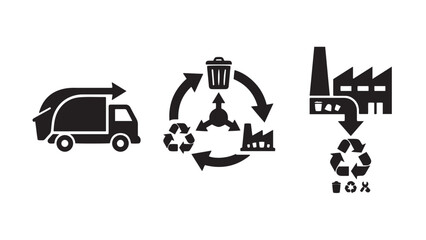 Obraz premium Waste Management and Environmental Recycling Industry Icons Set