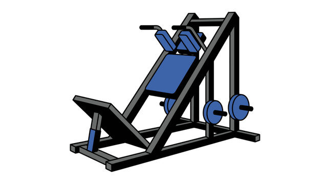 Professional Hack Squat Machine for Leg Strength and Quadriceps Development in a Modern Gym Fitness Training Environment Vector Illustration