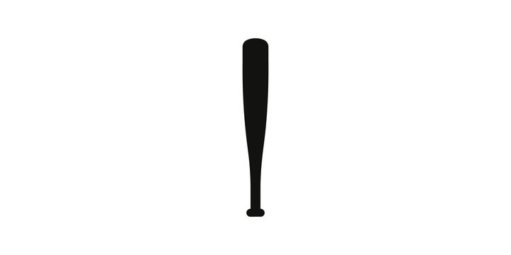 Black baseball bat silhouette graphic on transparent background icon.