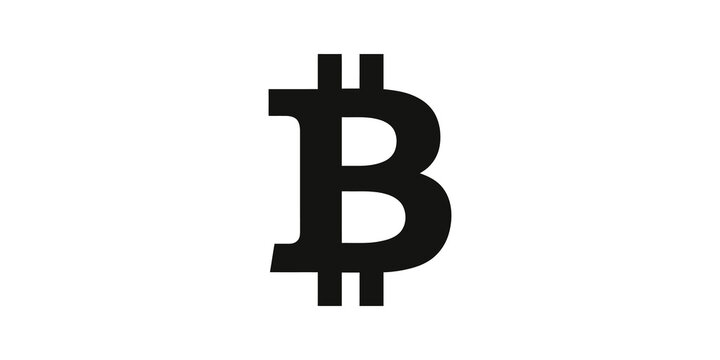 Black bitcoin cryptocurrency symbol icon illustration for digital finance concepts.