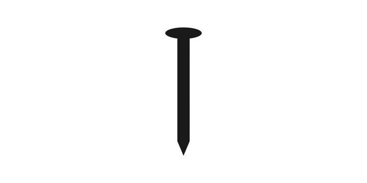 Industrial metal nail silhouette vector for hardware and construction.