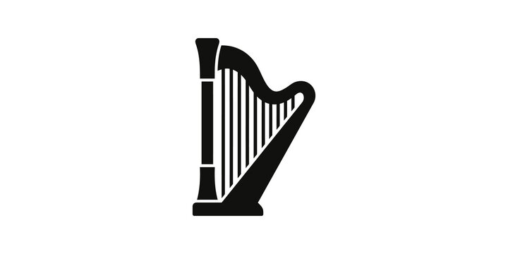 Classical harp musical instrument icon for orchestra and concert posters.